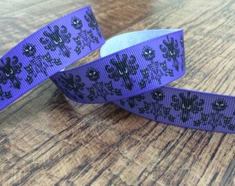 5 yards 7/8 purple haunted mansion ribbon. Haunted, mansion, purple, grosgrain, ribbon, craft, crafting, sewing, scrapbook, hairbows