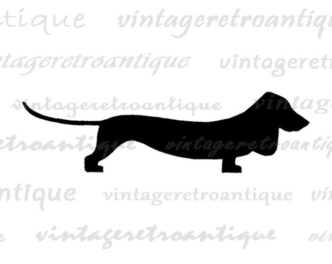 Wiener Dog Digital Image Graphic Dachshund Wiener Dog Silhouette Image Printable Download Vintage Clip Art Jpg Png Eps HQ 300dpi No.2116