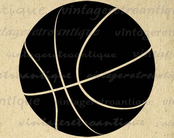 Digital Printable Basketball Image Download Sports Graphic Artwork Vintage Clip Art Jpg Png Eps HQ 300dpi No.4003