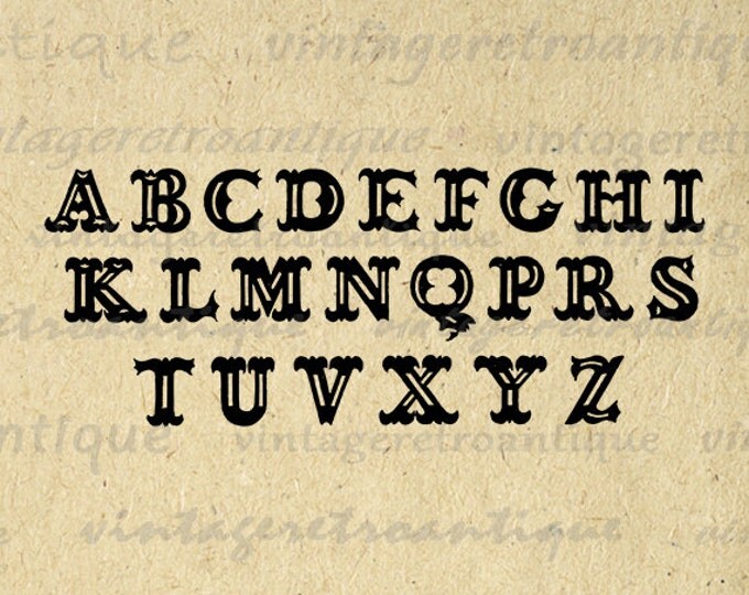 Printable Digital Western Alphabet Download Letters Image Graphic Antique Clip Art Jpg Png Eps HQ 300dpi No.1644
