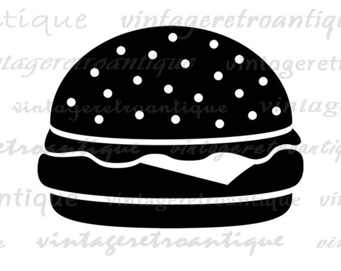 Printable Digital Hamburger Image Download Cheeseburger Graphic Artwork Jpg Png Eps HQ 300dpi No.4017