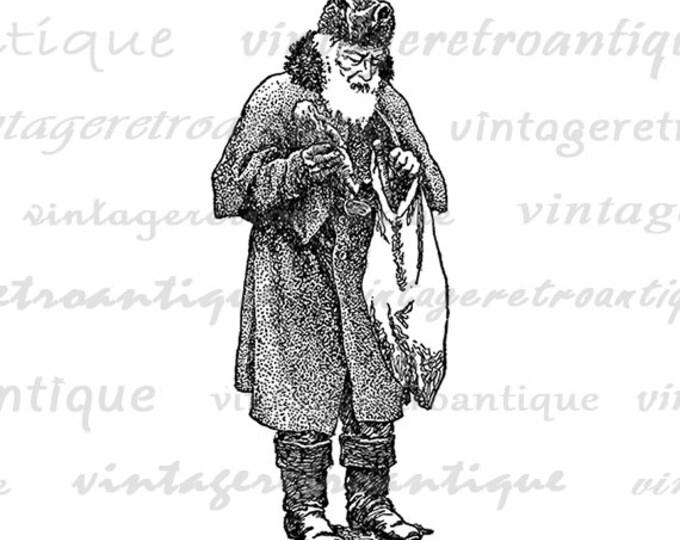 Antique Santa Claus Digital Image Download Printable Graphic Vintage Clip Art Jpg Png Eps HQ No.2385