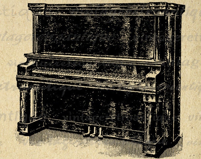 Printable Piano Image Download Antique Illustration Graphic Music Digital Vintage Clip Art Jpg Png Eps HQ 300dpi No.1117