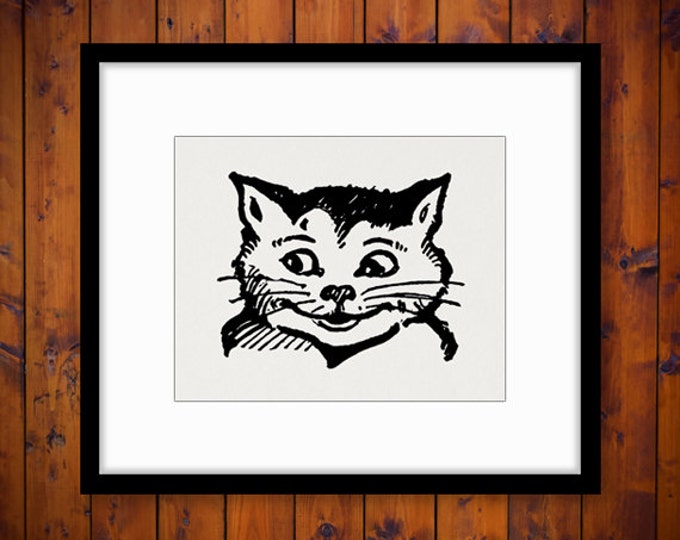 Cheshire Cat Alice in Wonderland Digital Graphic Image Printable Download Antique Clip Art Jpg Png Eps HQ 300dpi No.2507