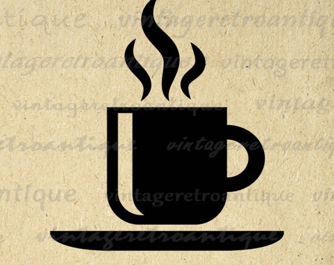 Coffee Graphic Printable Image Download Digital Artwork for Transfers Tote Bags Tea Towels etc HQ 300dpi No.4000