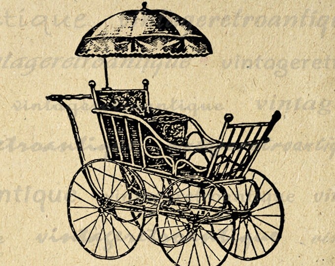 Digital Antique Baby Carriage Image Graphic Stroller Printable Illustration Download Artwork Vintage Clip Art HQ 300dpi No.1280