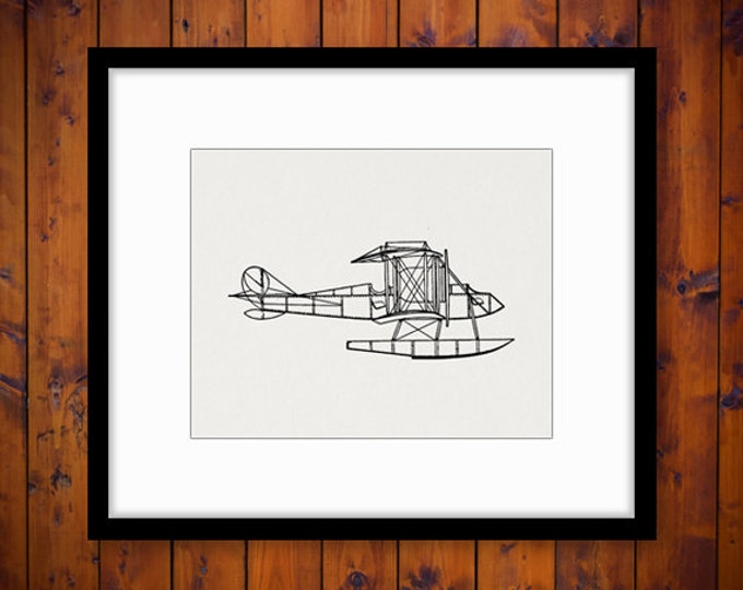 Digital Image Seaplane Airplane Download Plane Graphic Printable Antique Clip Art for Transfers Printing etc HQ 300dpi No.1616