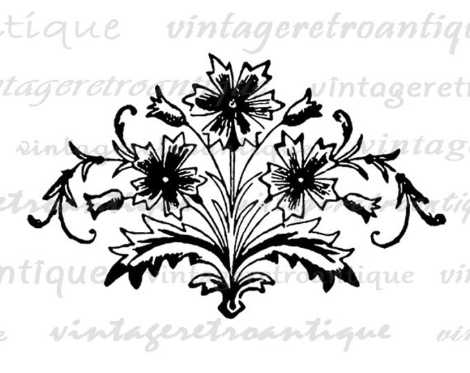 Flower Element Printable Image Graphic Download Digital Artwork for Transfers Tote Bags Tea Towels etc HQ 300dpi No.2263