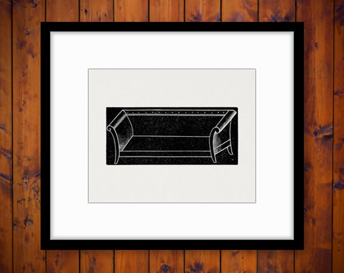 Retro Couch Illustration Graphic Image Download Furniture Printable Digital Antique Clip Art Jpg Png Eps HQ 300dpi No.2835