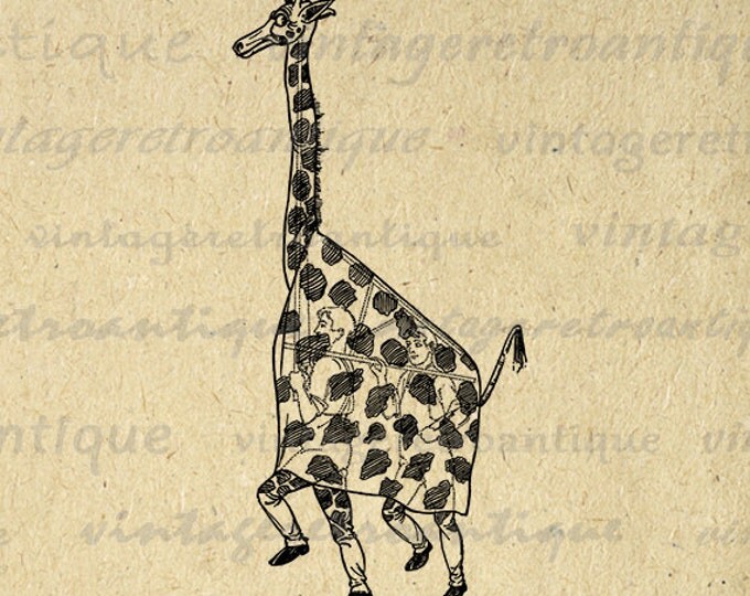 Giraffe Costume Graphic Image Digital Download Printable Illustration Vintage Clip Art Jpg Png Eps HQ 300dpi No.2106