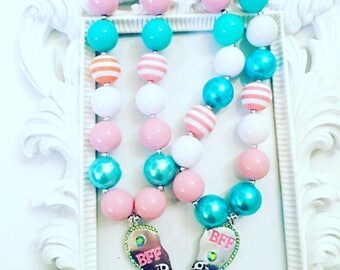 Best Friends Custom Character Beaded Necklace Set, Best Friend Shopkin Beaded Necklace, Best Friend Character Necklaces, Character Necklace