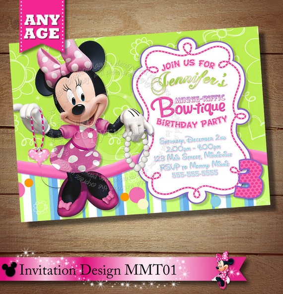 Minnie Mouse Bowtique Invitation Minnie Mouse Bowtique