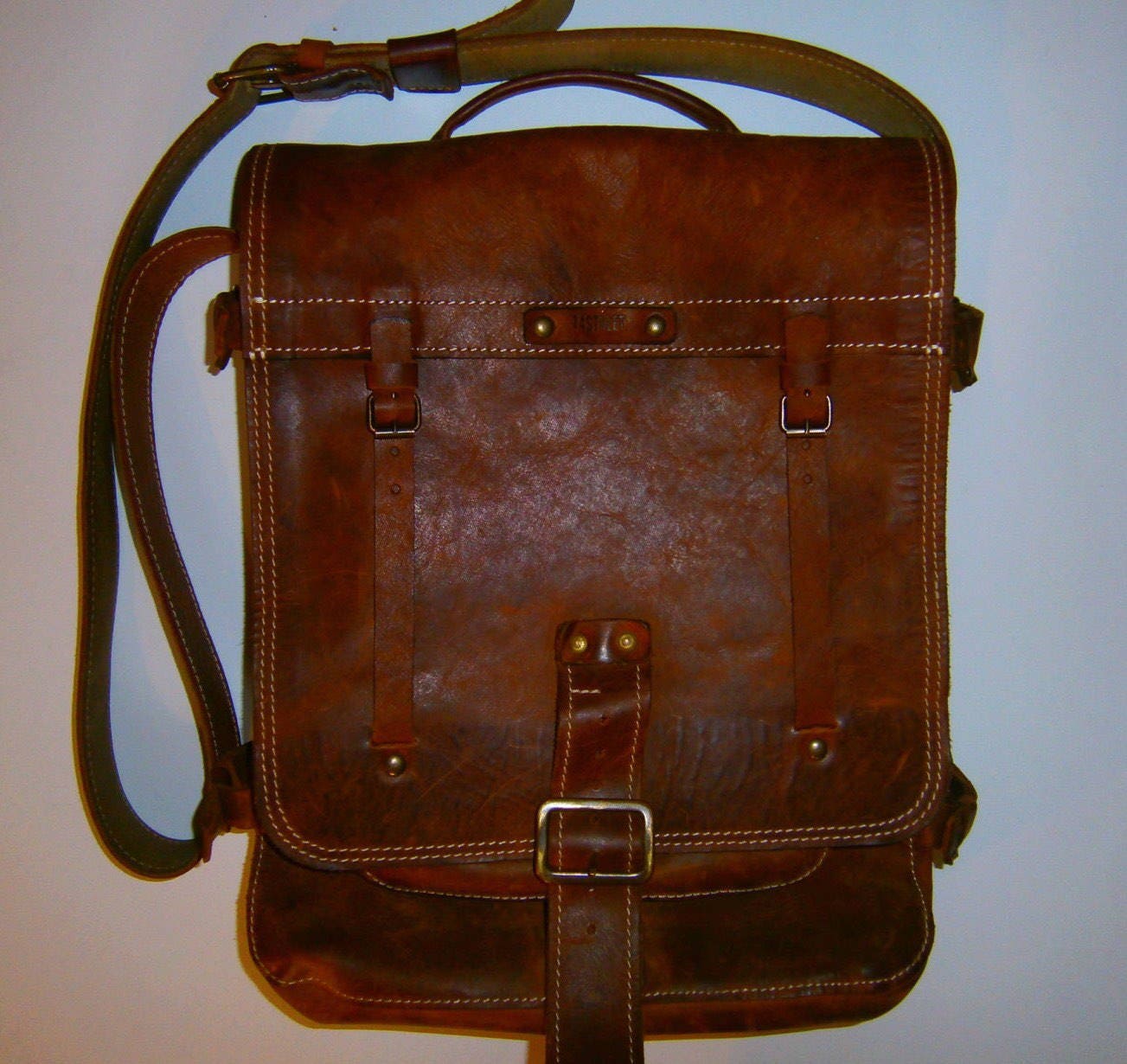 Laptop Vertical Briefcase Vintage leather Handmade bag