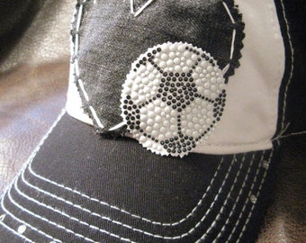 Soccer mom love patchwork distressed ball cap