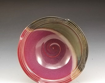 Handmade Pottery Stoneware Bowl Plum Red Brown by Mark Hudak