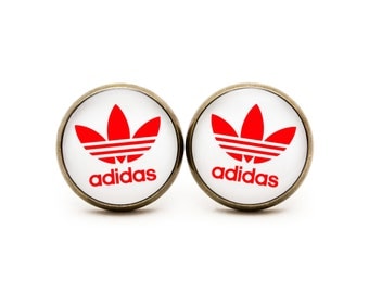 Adidas Stud Earrings Logo Jewelry Logo Retro Red White Studs Sport jewelry Studs