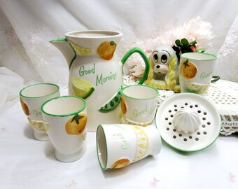 Vintage Napco Ceramic "Good Morning" Breakfast Juice Set C-5352, Japan