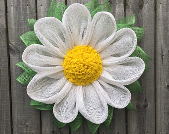 Burlap Wreath, Gerber Daisy, Daisy Wreath, Mother's Day Gift, Front Door Wreath, Spring Wreath, Summer Wreath, Handmade Wreath, Daisy