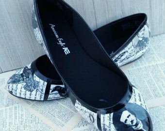 Edgar Allan Poe Shoes Poe Flats The Raven Gothic Wedding Shoes Classic Literature Shoes Book Shoes Book Wedding Shoes Book Lover
