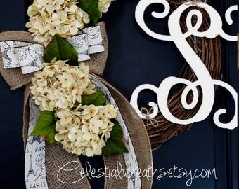 hydrangea wreath - spring wreath - summer Wreath - Wreaths - mothers day - housewarming