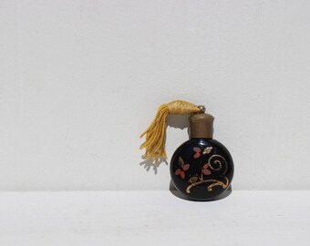 Black Glass Perfume Bottle Miniature from the 1930s