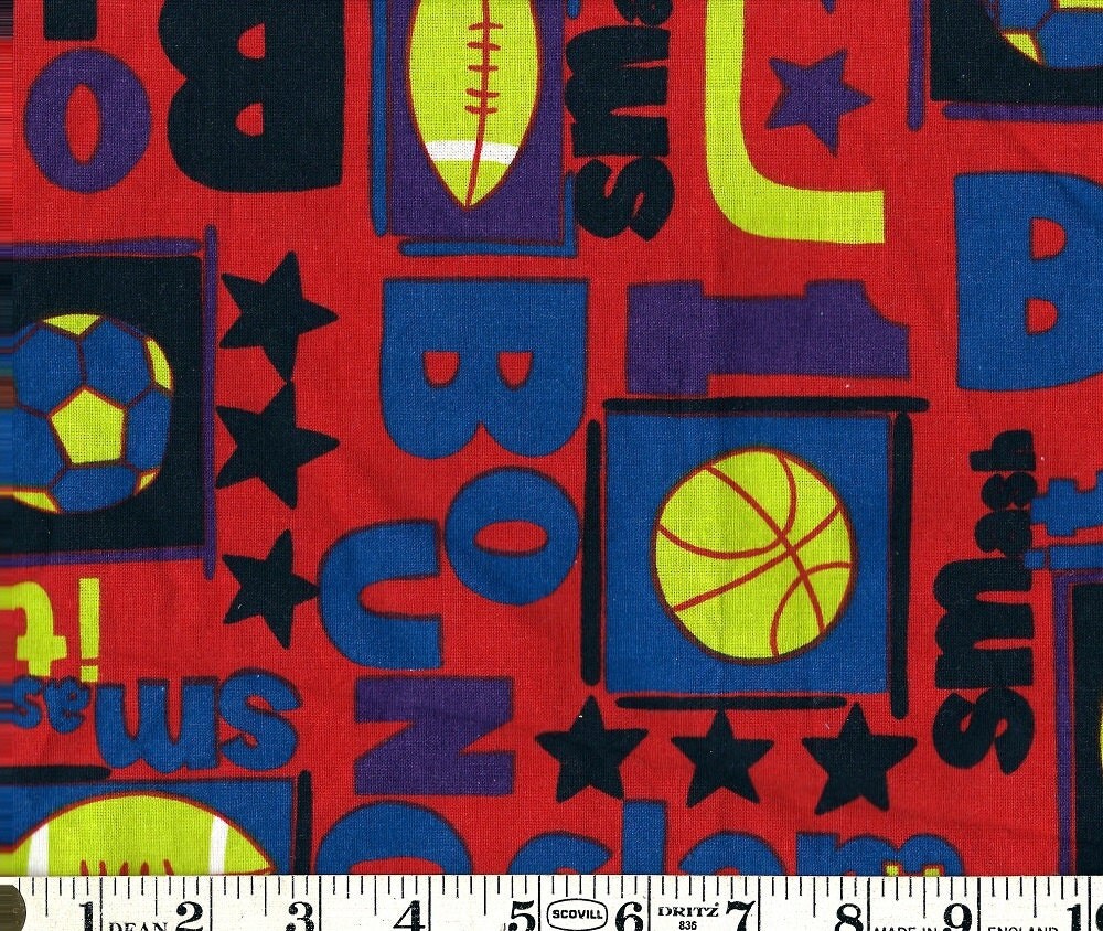 FABRIC DESTASH Sports Theme 2pc Cotton Fabric Remnant