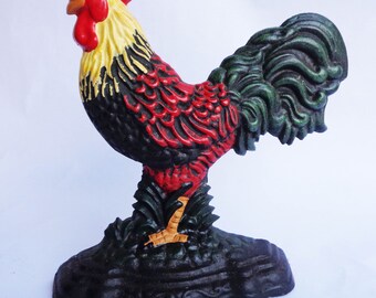 Antique Vintage Cast Iron Rooster Doorstop