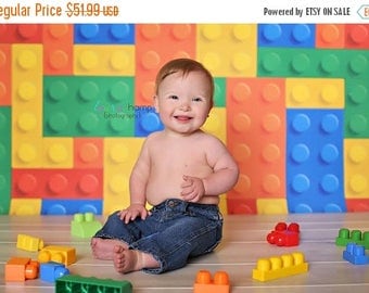 5ft x 5ft Lego Photography Backdrop - Children's Photo Background Prop- Vinyl or Poly - Item 1490