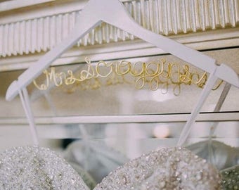 Wedding Hanger, Custom Bridal Hanger, Brides Hanger, Name, Wedding Hanger, Wedding Dress Hanger, Shower, Bride white hanger.