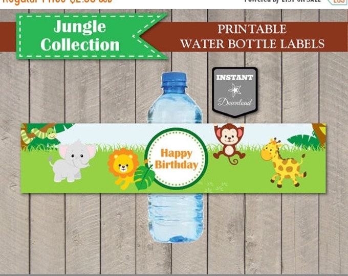 SALE INSTANT DOWNLOAD Jungle Animal Happy Birthday Water Bottle Labels / Wrappers / Printable Diy / Jungle Collection / Item #1205