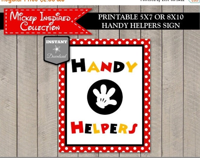 SALE INSTANT DOWNLOAD Mouse 5x7 or 8x10 Handy Helpers Party Sign / Printable / Mouse Classic Collection / Item #1516