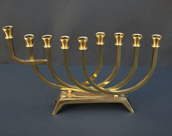 9 Arm Israel Jewish Menorah Hanukkah Brass Candelabra Candle Holder Candlestick