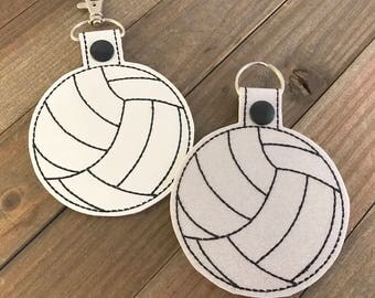 Volleyball Keychain, Volleyball Key Fob, Volleyball Bag Tag, Volleyball Zipper Pull, Volleyball Team Gifts, You choose color-Personalizable