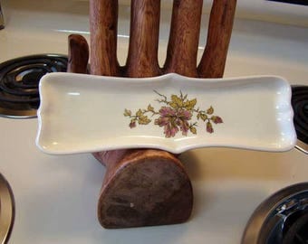 Vintage porcelain spoon rest, Ceramic spoon rest, ceramic trinket tray, vintage spoon rest