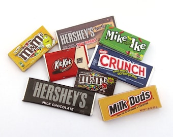 9 Piece Candy Assortment : Kit Kat, Lemonheads, Crunch, Hershey's - Handmade Gourmet Doll Food For Your American Girl Doll