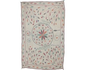 VINTAGE TEXTILE - Vintage Kantha with leaf motif border