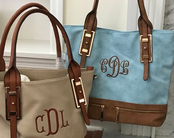 Leather Monogram Purse - Black - Monogrammed Purse - Gold Accents