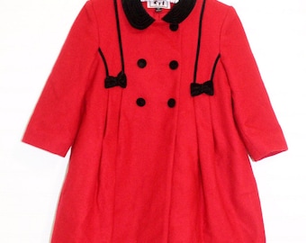 Vintage girls coat, vintage Christmas coat, red wool coat, vintage coat, size 4T coat