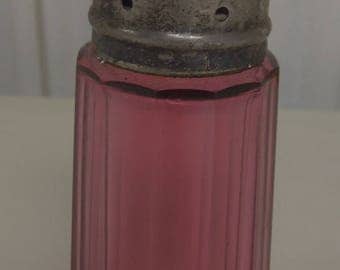 Pretty PANELED Cranberry Glass Sugar Shaker or Muffineer Circa 1900 Mint Condition