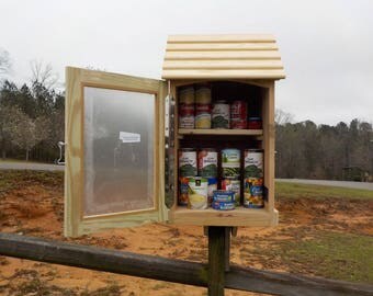 Little Free Pantry, 2 SHELF, weather resistant, assembled, with optional solar light, choose unfinished, painted, or varnished