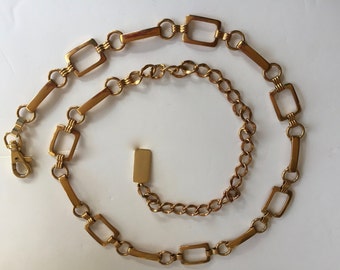 Gold Chain Link Belt MOD Rectangles and Circles Ladies Sizes Medium to Large
