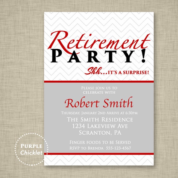 Red Surprise Retirement Party Invitation Farewell Celebration