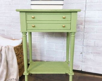 AVAILABLE: Green Painted Side Table