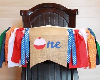 Fishing Birthday Garland, The Big One High Chair Garland, High Chair Banner