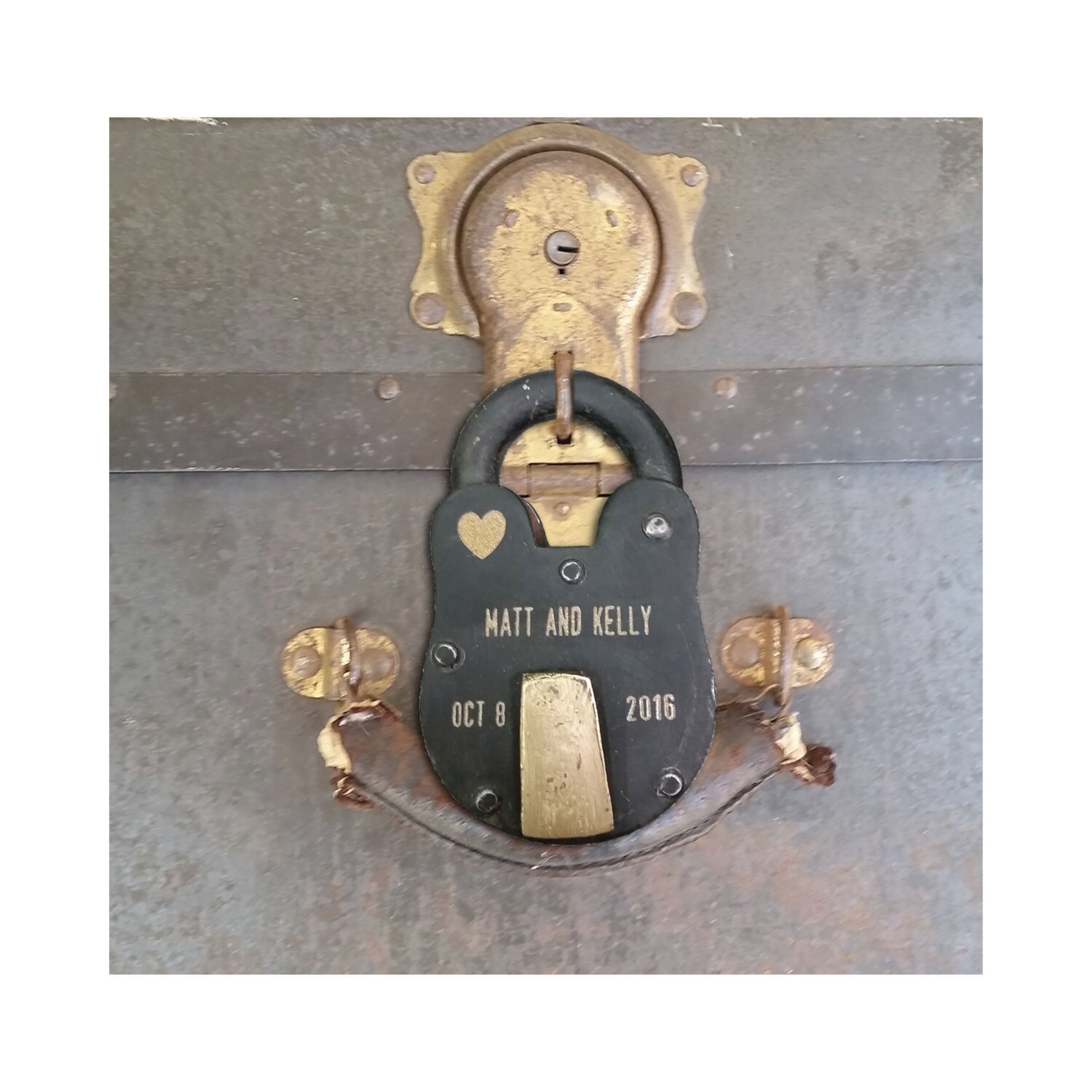 Engraved Lock Antique Vintage ENGRAVED PADLOCK Love Lock Personalized