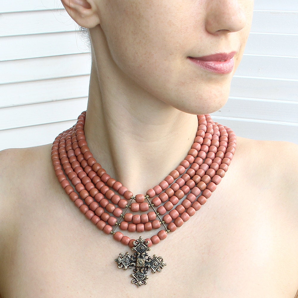 Ukrainian Cross Necklace Ukrainian necklace Beaded by Etnicas