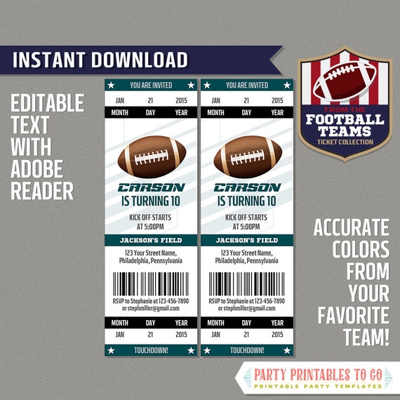 Football Ticket Invitation Template Green and Black