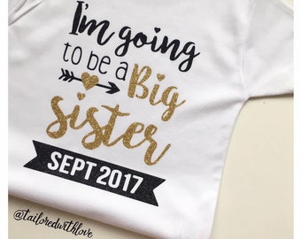 I'm Going to be a Big Sister - Birth Announcement T-Shirt Top/Vest Glitter for Girl/Baby