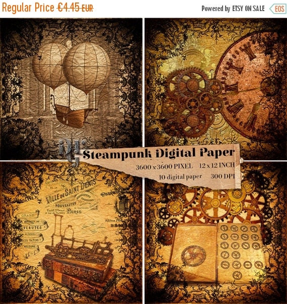 SALE Steampunk Digital Paper Victorian 10 digital papers Old Vintage Steampunk Digital Paper Pack Old Digital Steampunk Texture background by DreamUpGraphic steampunk buy now online