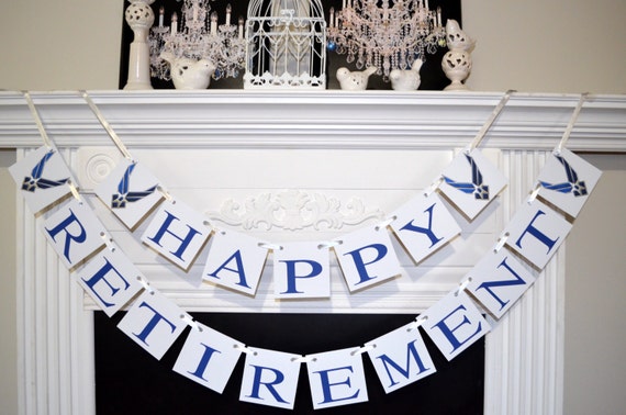 Air Force Retirement banner, Happy Retirement banner, retirement sign ...